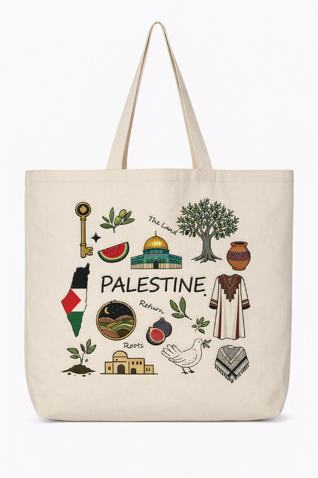 Rooted in Peace Olive Tree Tote Bag  | Jumbo Canvas Tote