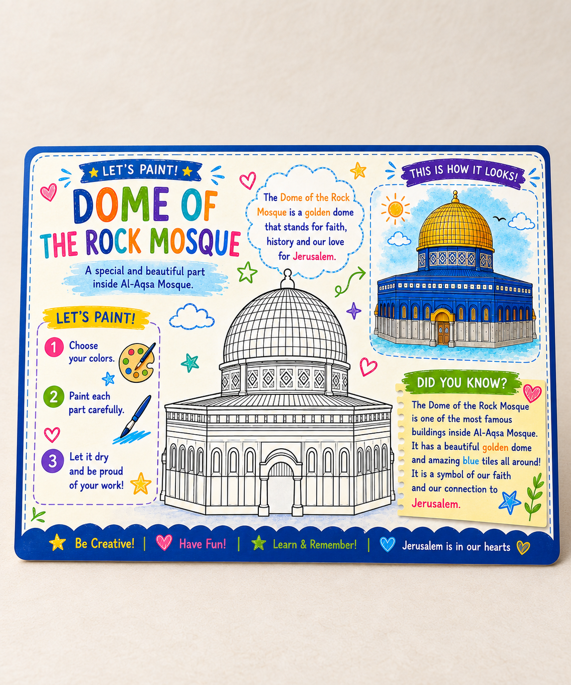 Dome of the Rock 3D Coloring Kit for Kids