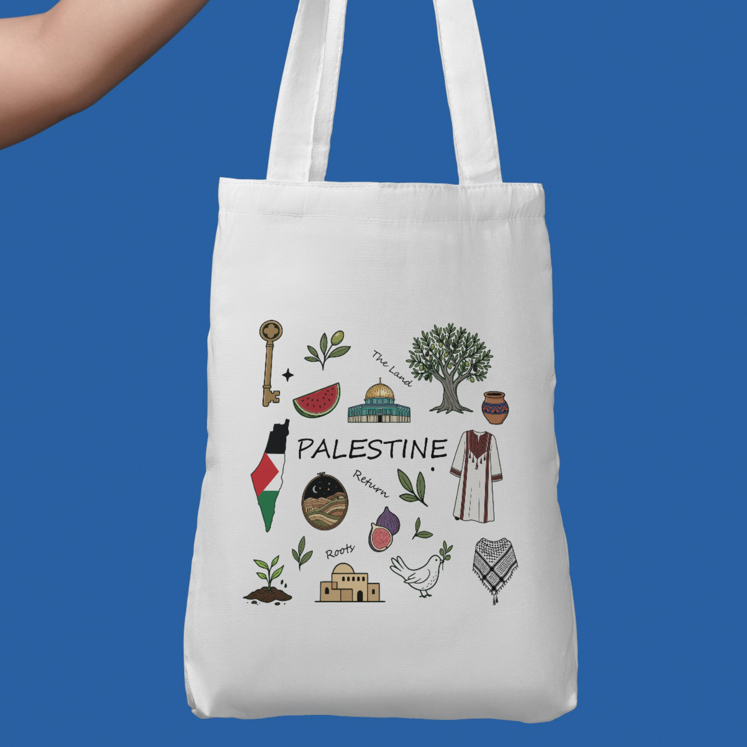 "Roots & Return" Palestine Icon Tote Bag - Medium Size