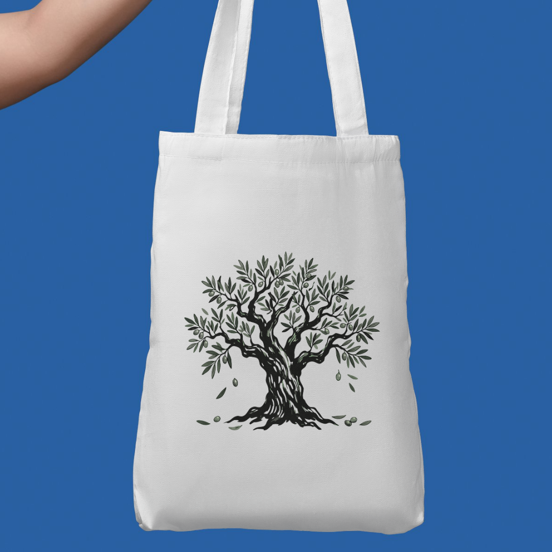 "Rooted in Peace" Olive Tree Canvas Tote  - Medium Size