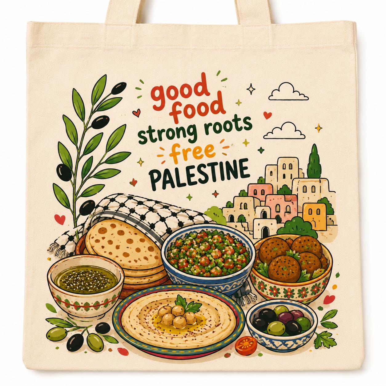 "Strong Roots" Palestinian Heritage Tote Bag  - Medium Size